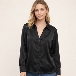 H&M Black Satin Blouse